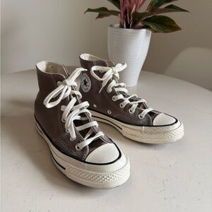 Converse Classic High-Tops in Taupe and White